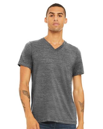 Custom Logo Textured Jersey V-Neck Tee BELLA + CANVAS 3655
