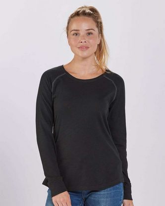 Custom Logo Boxercraft Women's Solid Preppy Patch Long Sleeve T-Shirt BW3166 Embroidered