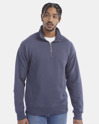  Custom Embroidered ComfortWash by Hanes Garment-Dyed Quarter-Zip Sweatshirt GDH425 With Logo 