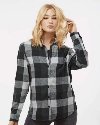 Custom Embroidered Burnside Women's Boyfriend Flannel 5215 With Logo