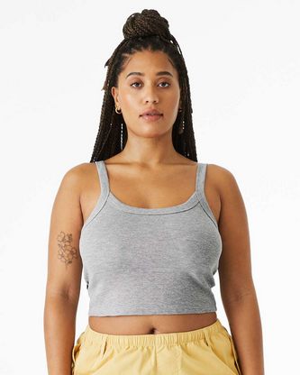 Custom Embroidered Women's Micro Rib Spaghetti Strap Tank BELLA + CANVAS 1012