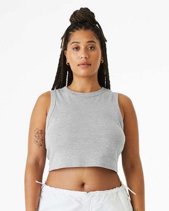  Custom Logo Women's Micro Rib Muscle Crop Tank BELLA + CANVAS 1013 