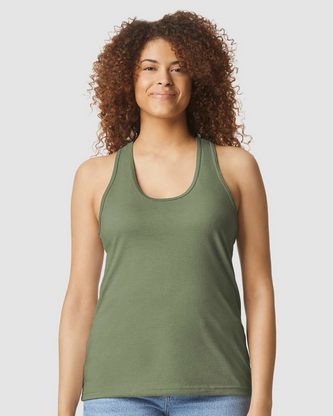 Custom Logo Gildan Softstyle® Women’s CVC Racerback Tank Top 64220LCVC Embroidered