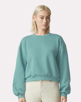  Custom Logo American Apparel ReFlex Women's Fleece Crewneck Sweatshirt RF494 Embroidered 