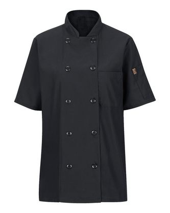 Custom Embroidered Chef Designs Women's Mimix Short Sleeve Chef Coat with OilBlok 045X With Logo