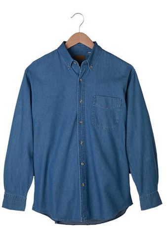 Custom Embroidered Edwards Men's Long Sleeve Denim Shirt - 1093