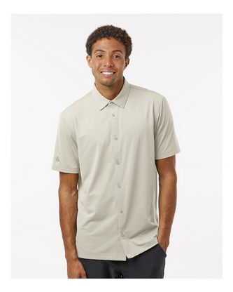 Custom Embroidered Adidas Button Down Short Sleeve Shirt A595 With Logo