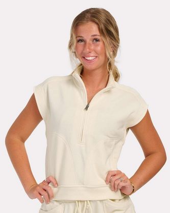  Custom Logo Boxercraft Women's French Terry Half Zip BW2407 Embroidered 