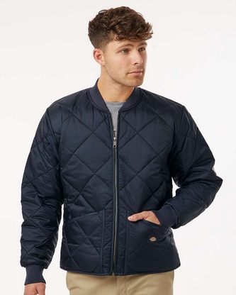  Custom Embroidered Dickies Diamond Quilted Jacket 6124 With Logo 