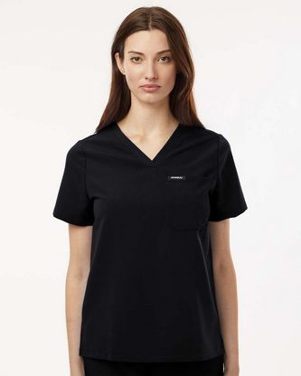 Company Branded Jaanuu Women's Rhena Essential 1-Pocket Scrub V-Neck Top W10001 With Logo