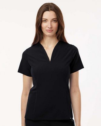 Custom Embroidered Jaanuu Women's Calix Fit & Flare Scrub V-Neck Top W10003 With Logo