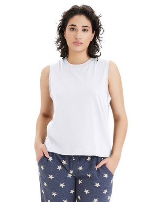 Ladies' Go-To Cropped Muscle T-Shirt - WHITE - XS