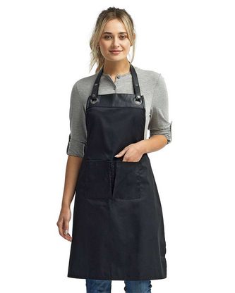  Custom Embroidered Artisan Collection by Reprime Espresso Bib Apron with Pocket RP123 With Logo 
