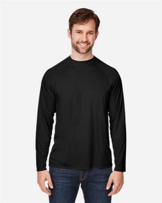 Custom Logo CORE365 Unisex Ultra UVP Marina Raglan Long Sleeve T-Shirt CE110 Embroidered