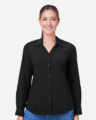 Custom Embroidered CORE365 Women's Ultra UVP® Long Sleeve Marina Shirt CE510LW With Logo