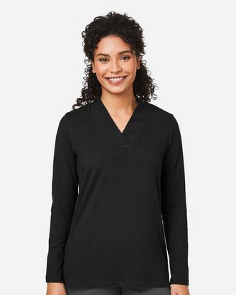 Custom Logo Devon & Jones Women's Raleigh Shawl Collar Knit Top DP121W Embroidered