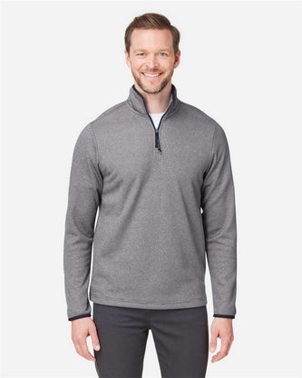 Custom Embroidered CORE365 Men's Venture Heathered Stripe Quarter-Zip Pullover CE73 With Logo