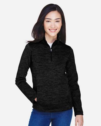 Custom Embroidered Devon & Jones Women's Newbury Mélange Fleece Quarter-Zip Pullover DG798W With Log