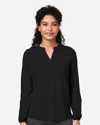 Company Branded Devon & Jones Women's Raleigh Half-Placket Knit Top DP122W With Logo