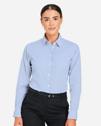  Custom Logo Devon & Jones Women's CrownLux Performance® Microstripe Dress Shirt DG537W Embroidered 