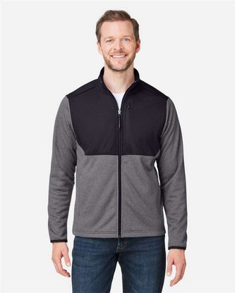 Company Branded CORE365 Men's Venture Heathered Stripe Hybrid Jacket CE74 With Logo