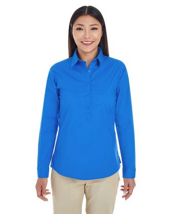 Custom Embroidered Devon & Jones Women's Perfect Fit Half-Placket Tunic Dress Shirt DP610W With Logo 