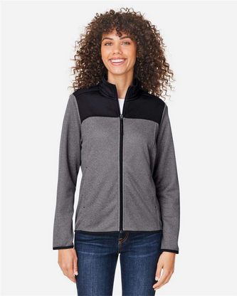  Custom Embroidered CORE365 Women's Venture Heathered Stripe Hybrid Jacket CE74W With Logo 