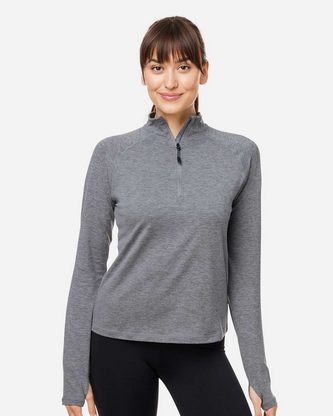 Custom Embroidered Glyder Women's Marbled Jersey Fairway Quarter-Zip Pullover PDP8023 With Logo