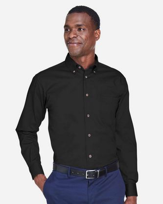 Company Branded Harriton Men's Easy Blend Long Sleeve Twill Shirt M500 With Logo