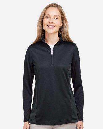  Company Branded Harriton Women's Flash Snag Protection Plus IL Colorblock Quarter-Zip Pullover M786W 