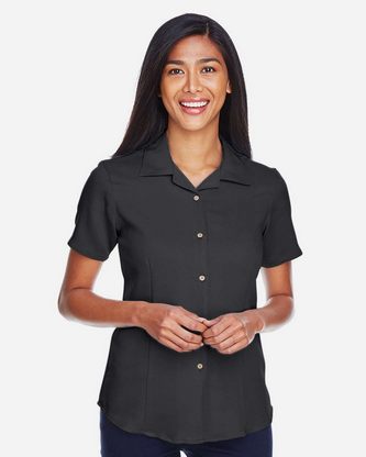  Custom Embroidered Harriton Women's Bahama Cord Camp Shirt M570W With Logo 