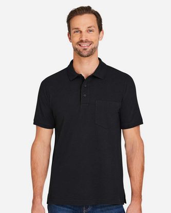 Custom Logo Harriton Men's Valiant Cotton Snag Protect Pocket Polo M205P Embroidered