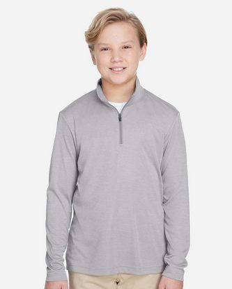  Company Branded Team 365 Youth Zone Sonic Heather Performance Quarter-Zip Pullolver TT31HY With Logo 