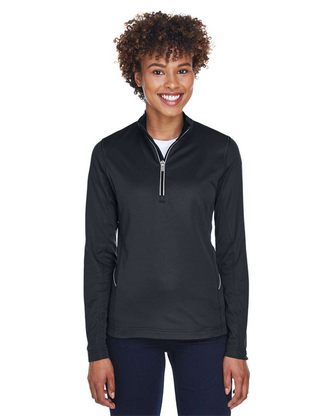Custom Logo UltraClub Women's Cool & Dry Sport Quarter-Zip Pullover 8230L Embroidered