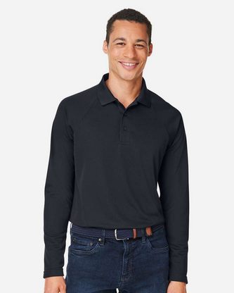 Custom Logo Harriton Men's Charge Snag and Soil Protect Long Sleeve Polo M208L Embroidered
