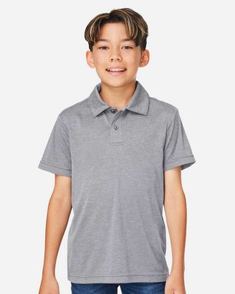 Company Branded Team 365 Youth Zone Sonic Heather Performance Polo TT51HY With Logo