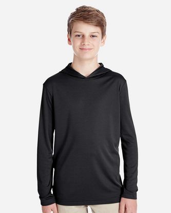  Custom Logo Team 365 Youth Zone Performance Hooded T-Shirt TT41Y Embroidered 