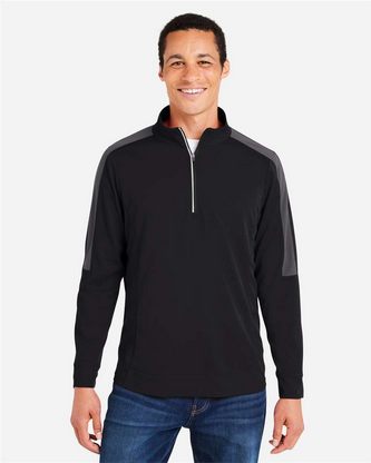  Custom Logo CORE365 Men's Market Snag Protect Mesh Colorblock Quarter-Zip Pullover CE404 Embroidered 
