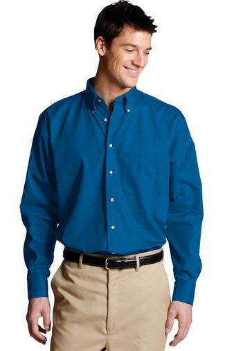 Custom Embroidered Edwards Men's Easy Care Long Sleeve Poplin Shirt - 1280