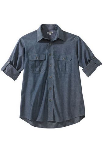 Custom Embroidered Edwards Mens Long Sleeve Roll Up Sleeve Dress Shirt - 1298