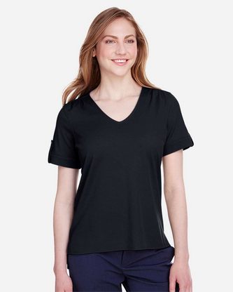 Custom Embroidered Devon & Jones Women's CrownLux Performance® Plaited Rolled Sleeve Shirt DG20WB Wi