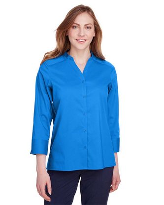 Custom Embroidered Devon & Jones Women's Crown Collection® Stretch Broadcloth Three-Quarter Sleeve B