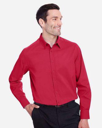Custom Logo Devon & Jones Men's CrownLux Performance® Stretch Woven Dress Shirt DG542 Embroidered