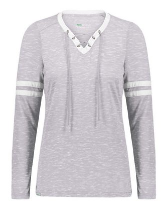 Custom Logo Holloway Eco Revive Women's Monterey Long Sleeve V-Neck T-Shirt 223246 Embroidered