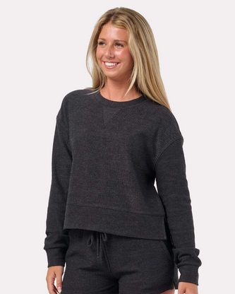 Custom Logo Boxercraft Women's Cropped Boxy Long Sleeve T-Shirt BW5102 Embroidered