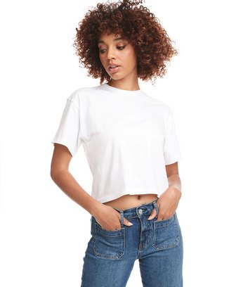 Ladies' Ideal Crop T-Shirt - WHITE - XS