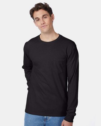Custom Logo Hanes Authentic Long Sleeve Pocket T-Shirt 5596 Embroidered