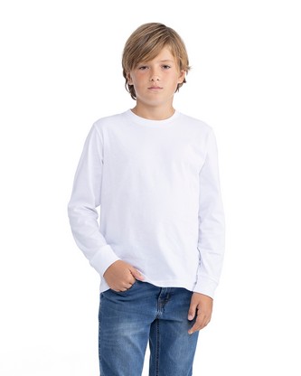  Youth Cotton Long Sleeve T-Shirt - WHITE - XS 