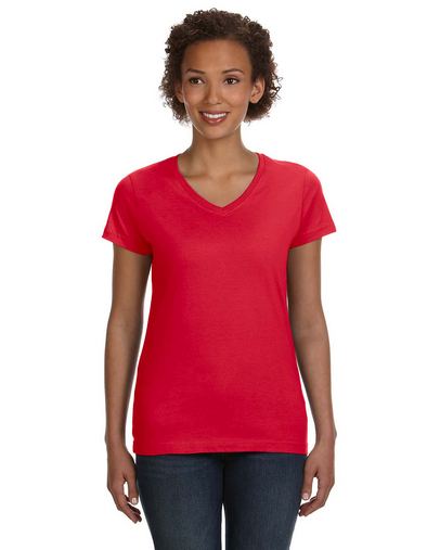 Custom Printed Ladies' V-Neck Fine Jersey T-Shirt-3507 With Logo