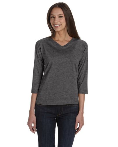 Custom Printed Ladies' 3/4-Sleeve Premium Jersey T-Shirt-3577 With Logo